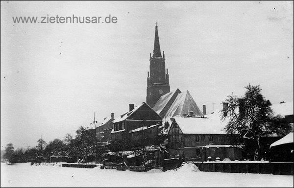 Blick über die Havel zur Kirche, am 17. Februar 1929